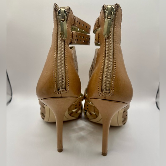 Sam Edelman Nude Buff Laser Cutouts Caged Open Toe Pumps Sz 8.5 Wedding Party - Picture 3 of 12